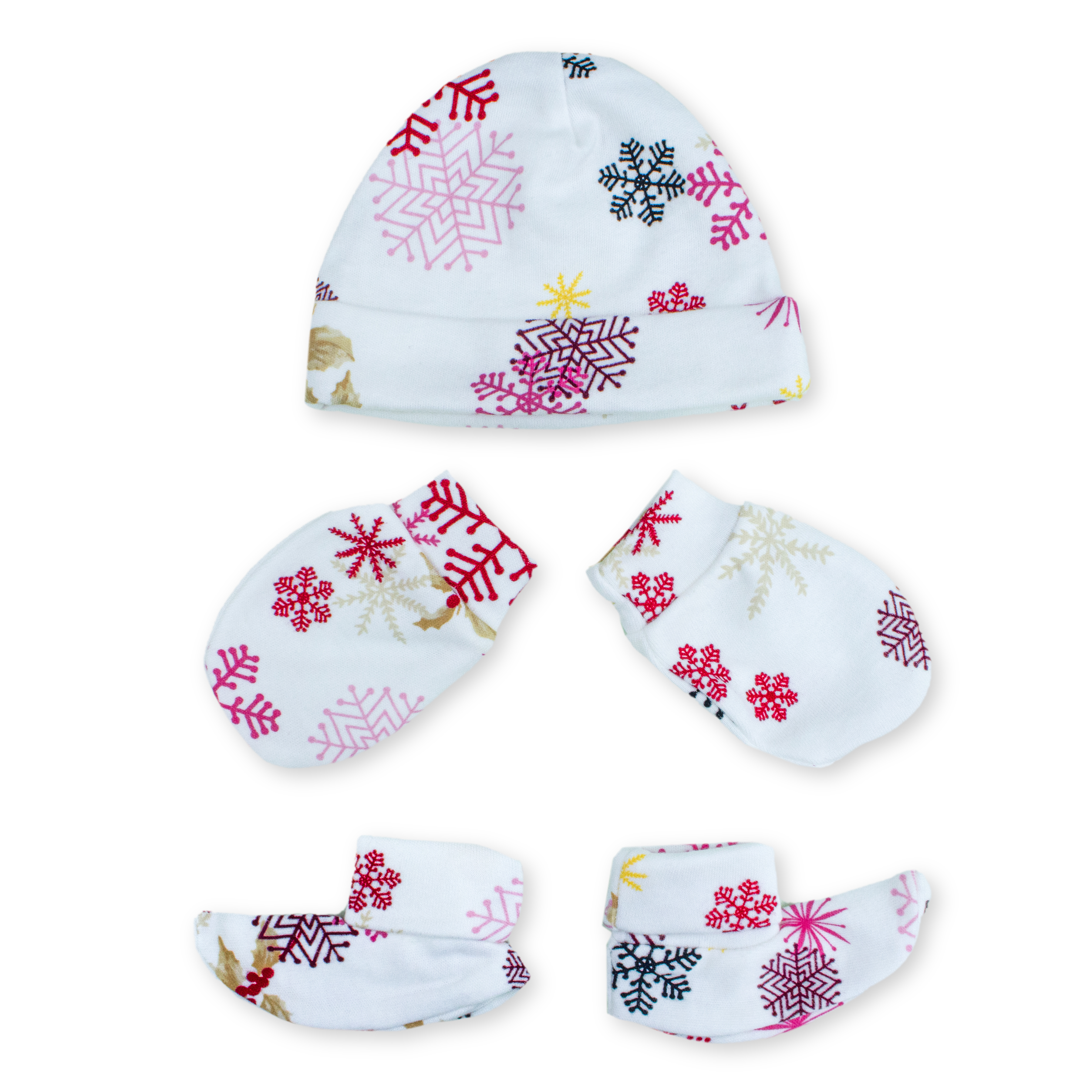 Newborn Baby Cap, Mittens & Booties Set | Soft Cotton Winter Essentials for Newborns | Warm & Comfortable Baby Gift Set