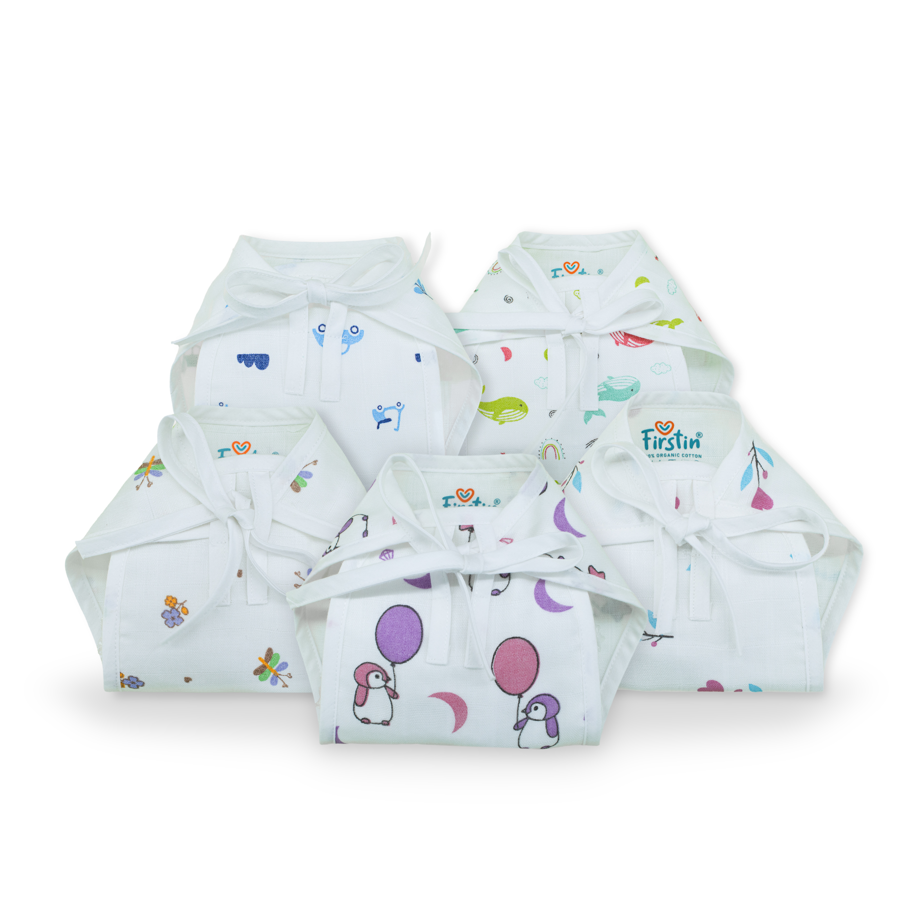 Printed Muslin Cotton Nappies  – Soft, Breathable & Reusable Washable Langot (Combo of 5, Assorted Prints)