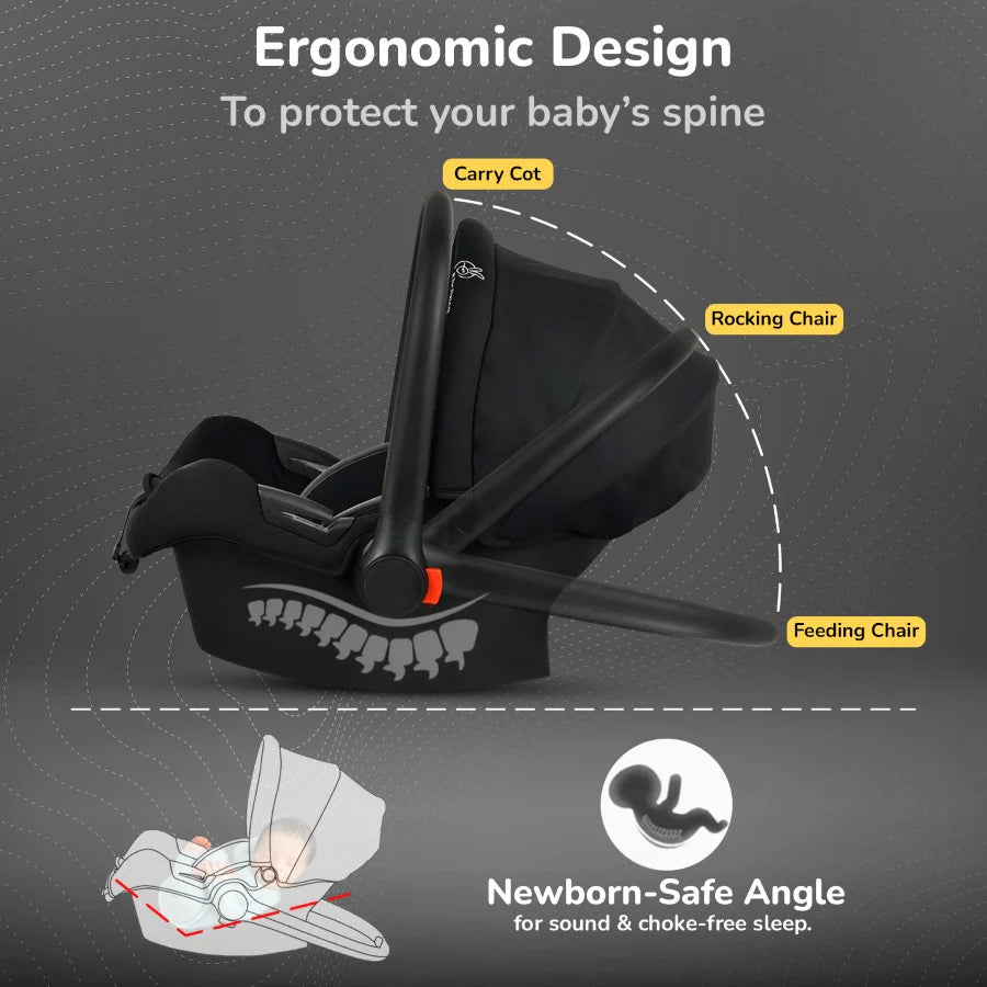 Picaboo Sportz 3-in-1 Convertible Baby Carry Cot, Rocker & Feeding Chair | Portable Newborn to Toddler Seat | Comfortable & Multi-Functional Baby Gear