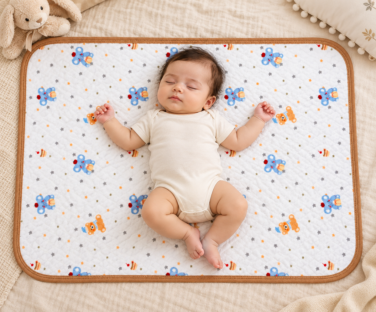 Baby Dry Sheet Waterproof Cotton Mattress Protector for Newborns & Kids | Soft Baby Bed Protector with Cute Printed Design