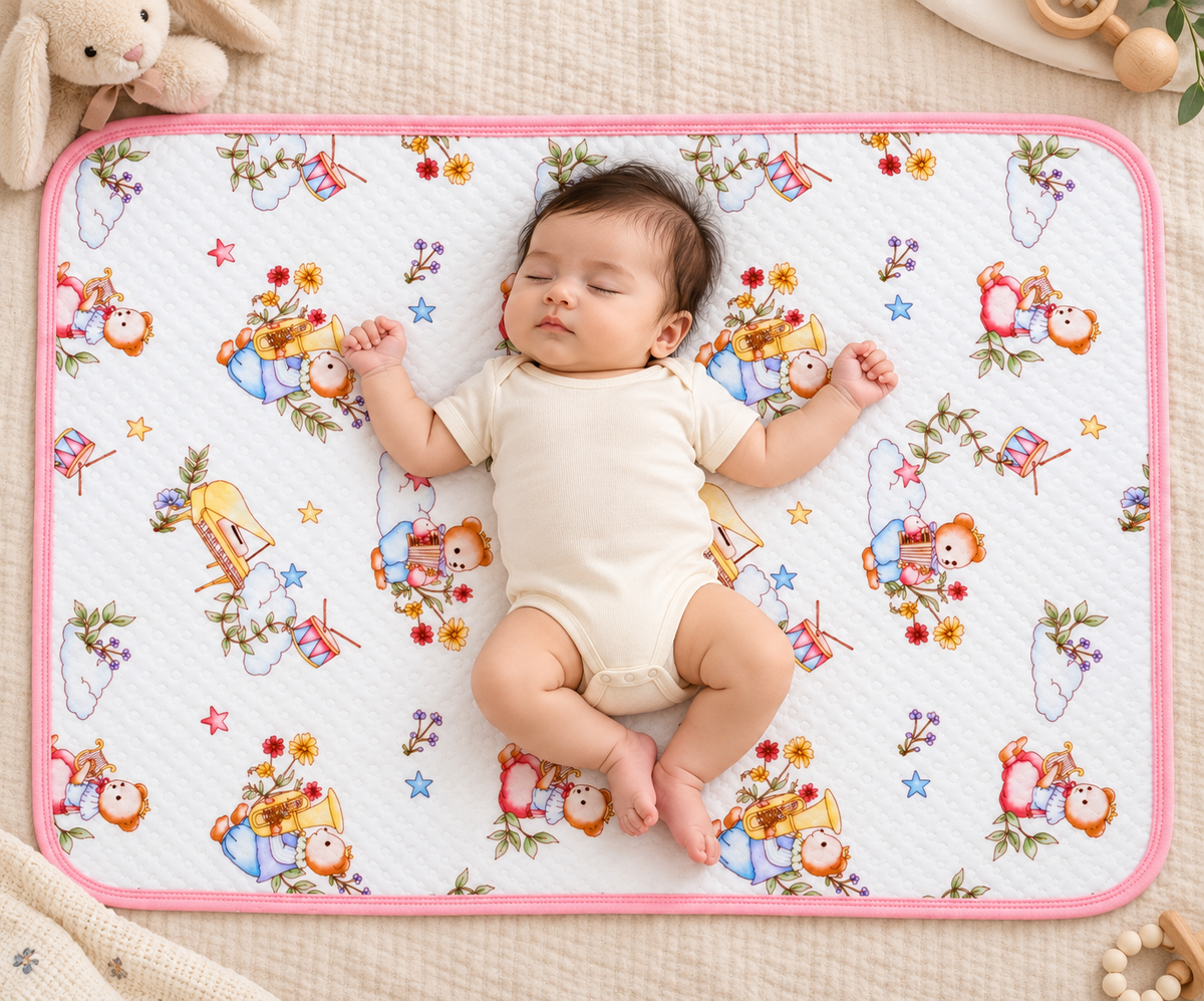Baby Dry Sheet Waterproof Cotton Mattress Protector for Newborns & Kids | Soft Baby Bed Protector with Cute Printed Design