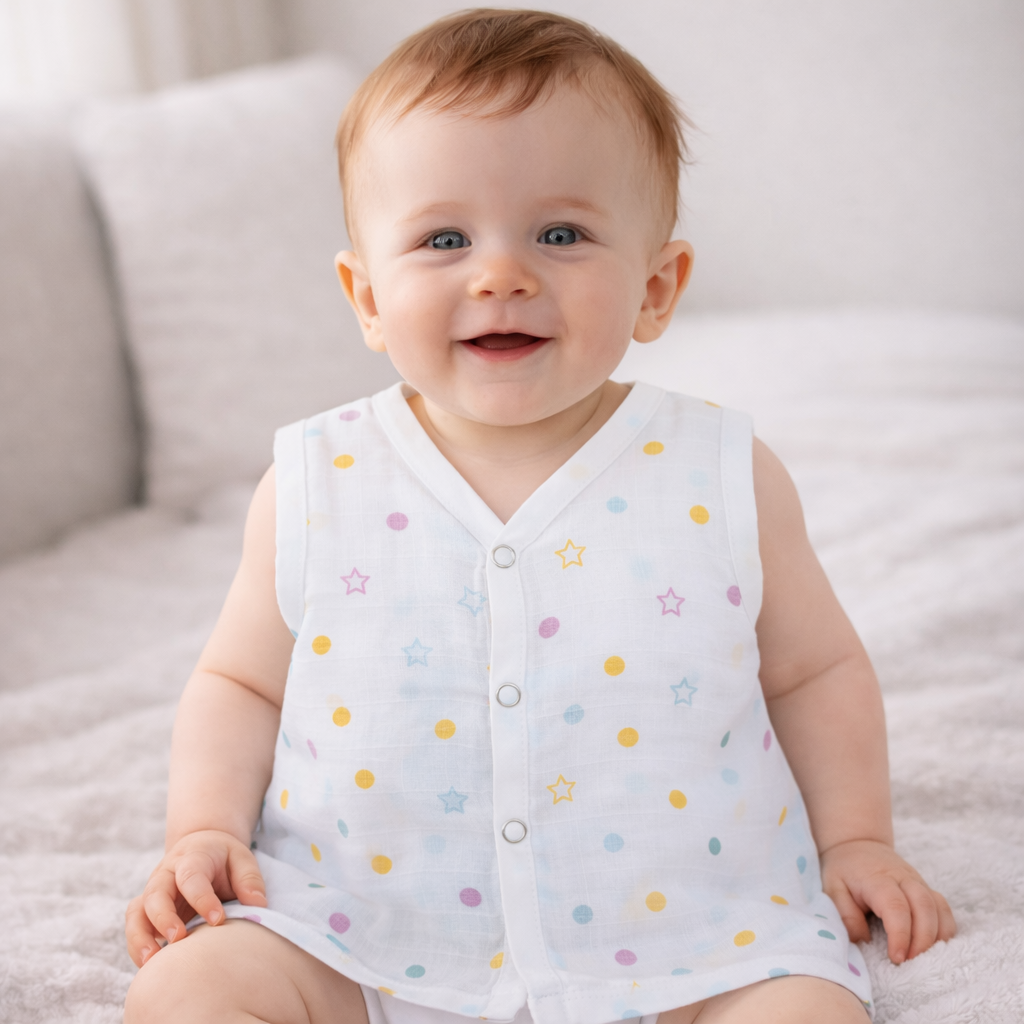 Muslin Button Type Jablas | Muslin Front Button Top For Babies