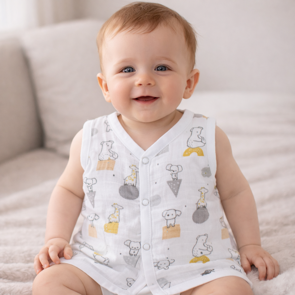 Muslin Button Type Jablas | Muslin Front Button Top For Babies