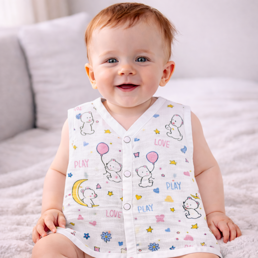 Muslin Button Type Jablas | Muslin Front Button Top For Babies