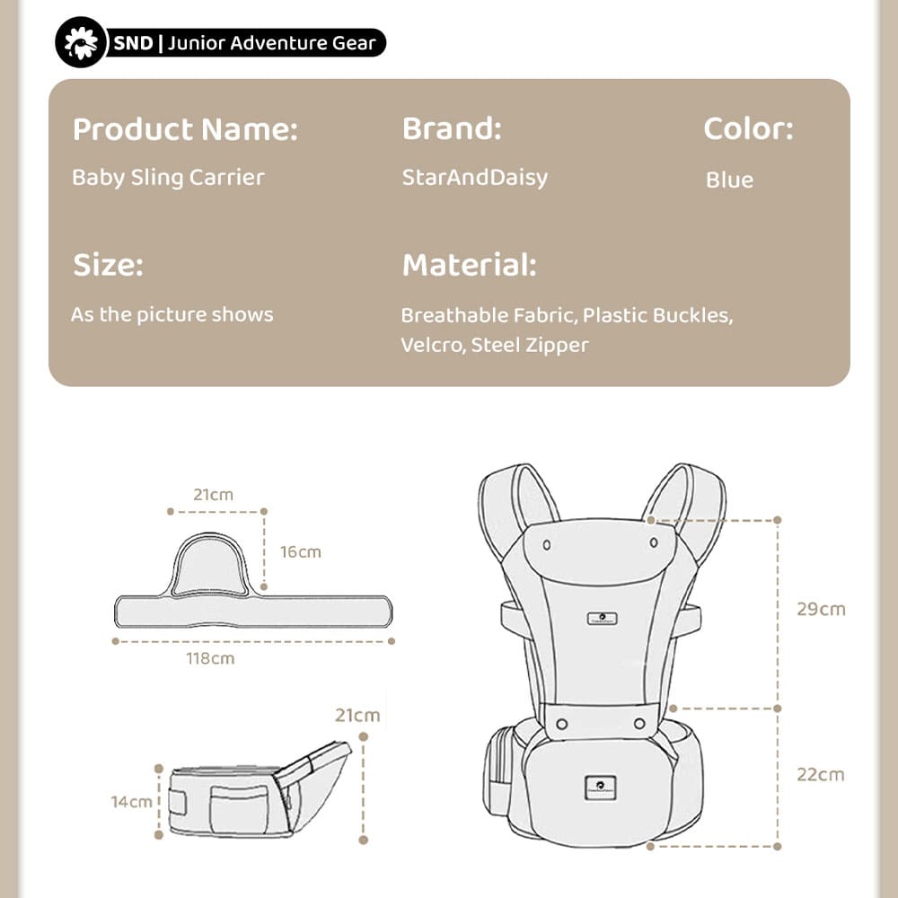 StarAndDaisy Premium Baby Carrier, Hip Seat Baby Carrier with 4 Carry Positions for 0-36 Months – Blue