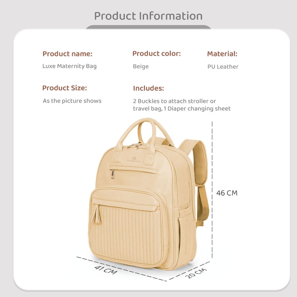 StarAndDaisy PU leather Baby Diaper Bag, Insulated Pockets, Multiple Compartments, And Large Storage Capacity – Luxe