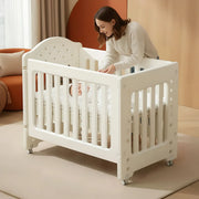 StarAndDaisy Tiny Dreams 4-in-1 Convertible Baby Cot Crib with Adjustable Height, HDPE Safe Material – White