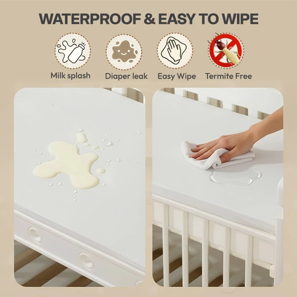 StarAndDaisy Tiny Dreams 4-in-1 Convertible Baby Cot Crib with Adjustable Height, HDPE Safe Material – White