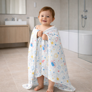 Baby Muslin Towel | Ultra Absorbent Cotton Muslin Bath Towel for Newborn & Toddler | Soft, Breathable & Quick Dry