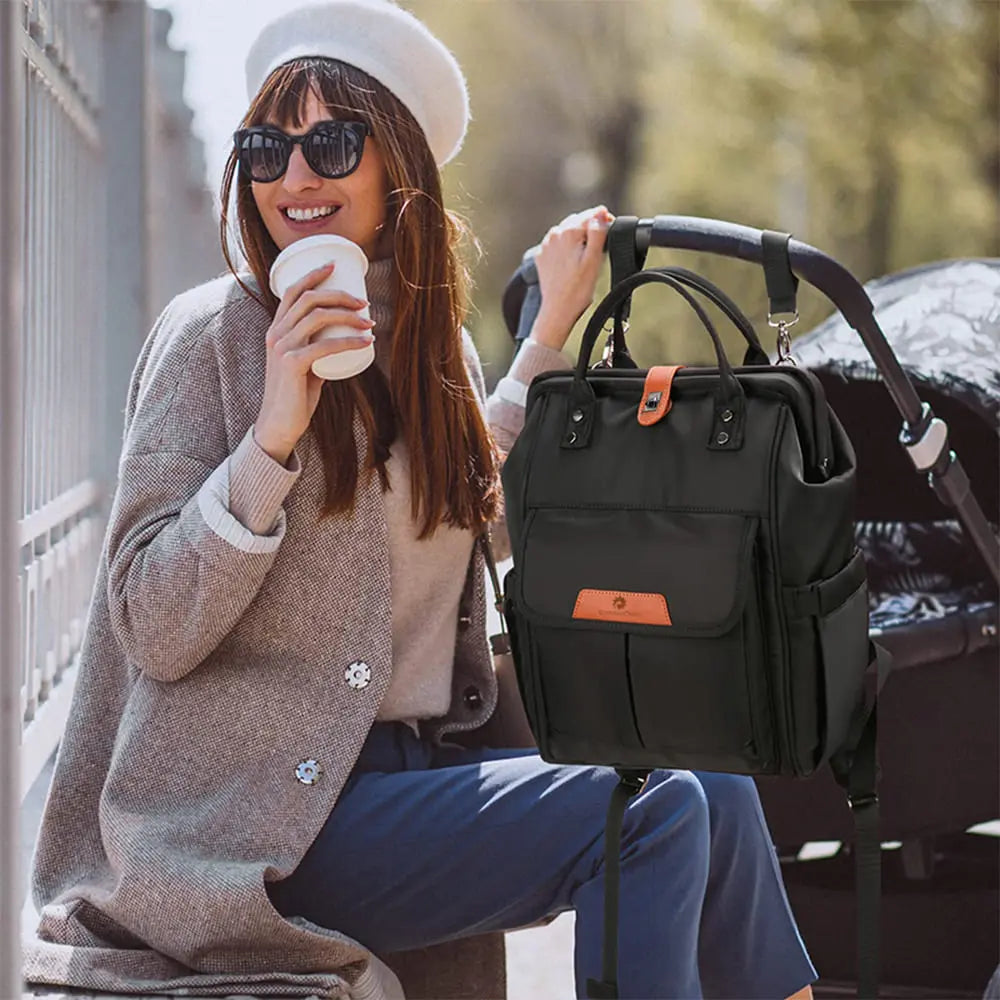 StarAndDaisy Diaper Bags for Moms With Stylish Compartments for Daily and Baby Essentials (Ultima – Black) Star and Daisy