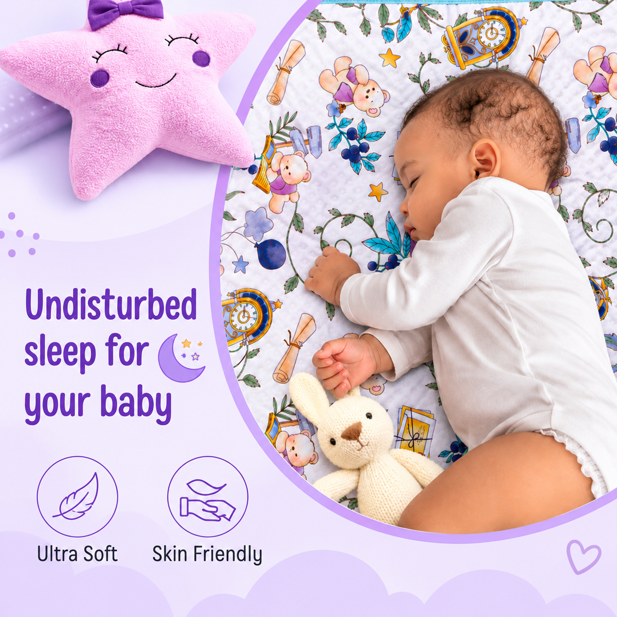 Baby Dry Sheet Waterproof Cotton Mattress Protector for Newborns & Kids | Soft Baby Bed Protector with Cute Printed Design