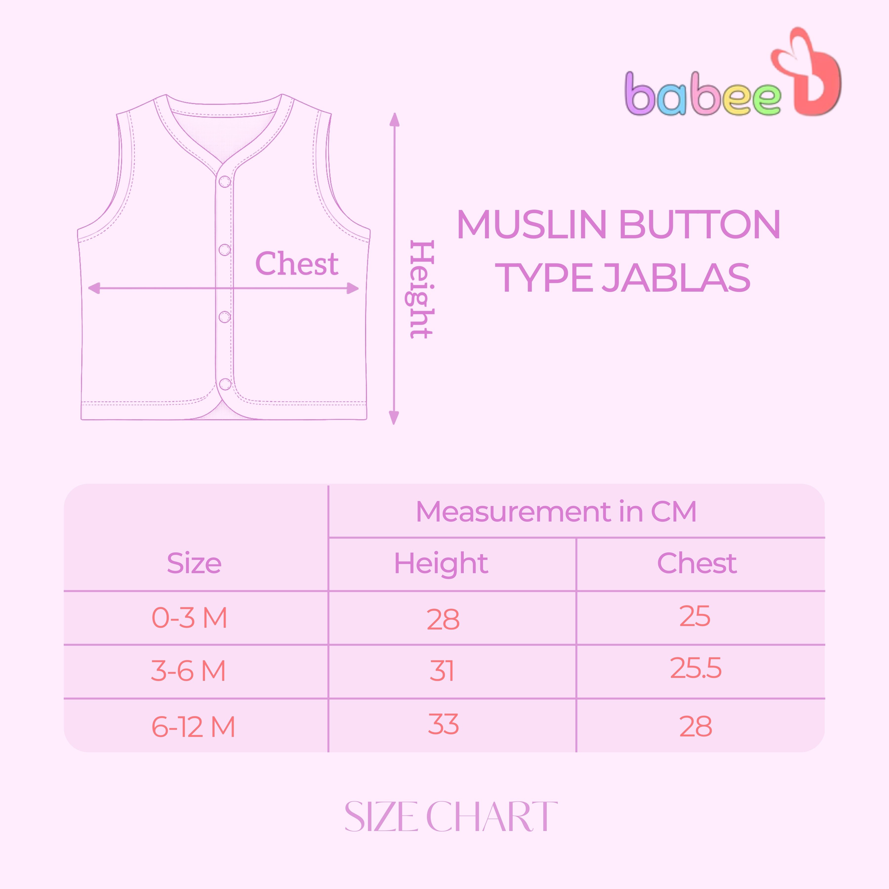 Muslin Button Type Jablas| Soft Breathable Front Button Baby Tops | Combo Pack of 3 - Assorted Prints