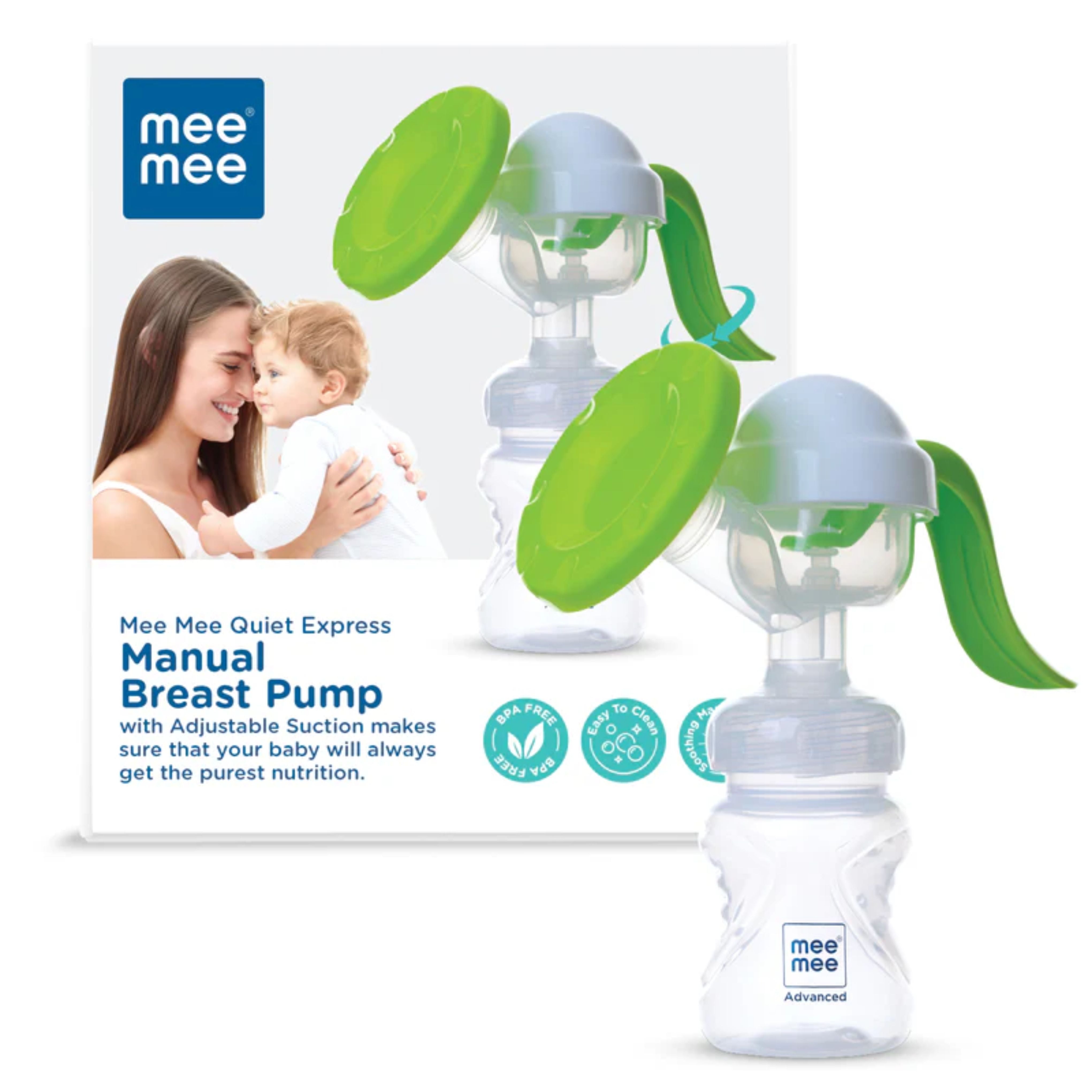 Mee Mee Quick Express Advanced Manual Breast Pump with Soft Silicone Shield & Easy Grip | BPA-Free Comfortable Breastfeeding Pump for Moms