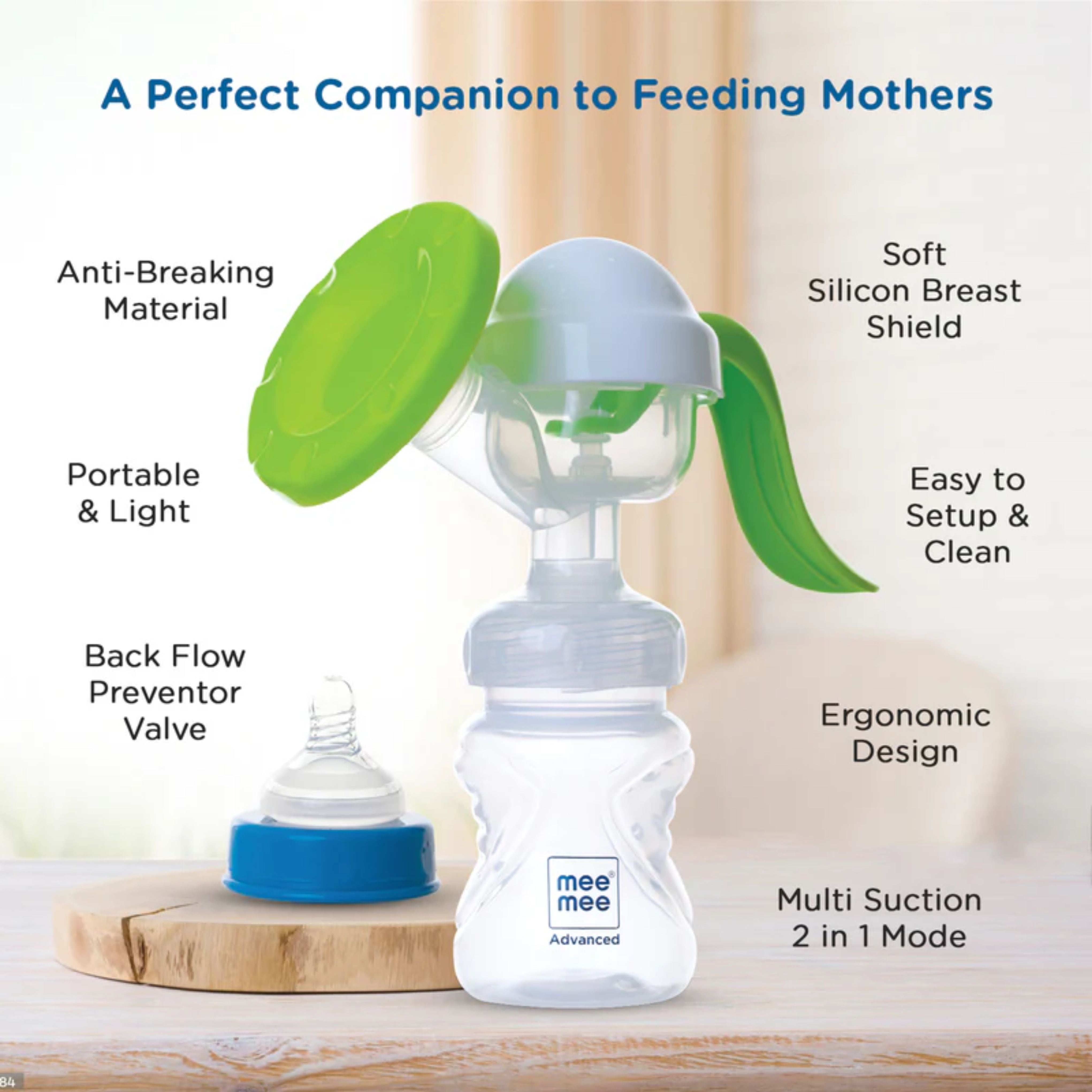 Mee Mee Quick Express Advanced Manual Breast Pump with Soft Silicone Shield & Easy Grip | BPA-Free Comfortable Breastfeeding Pump for Moms