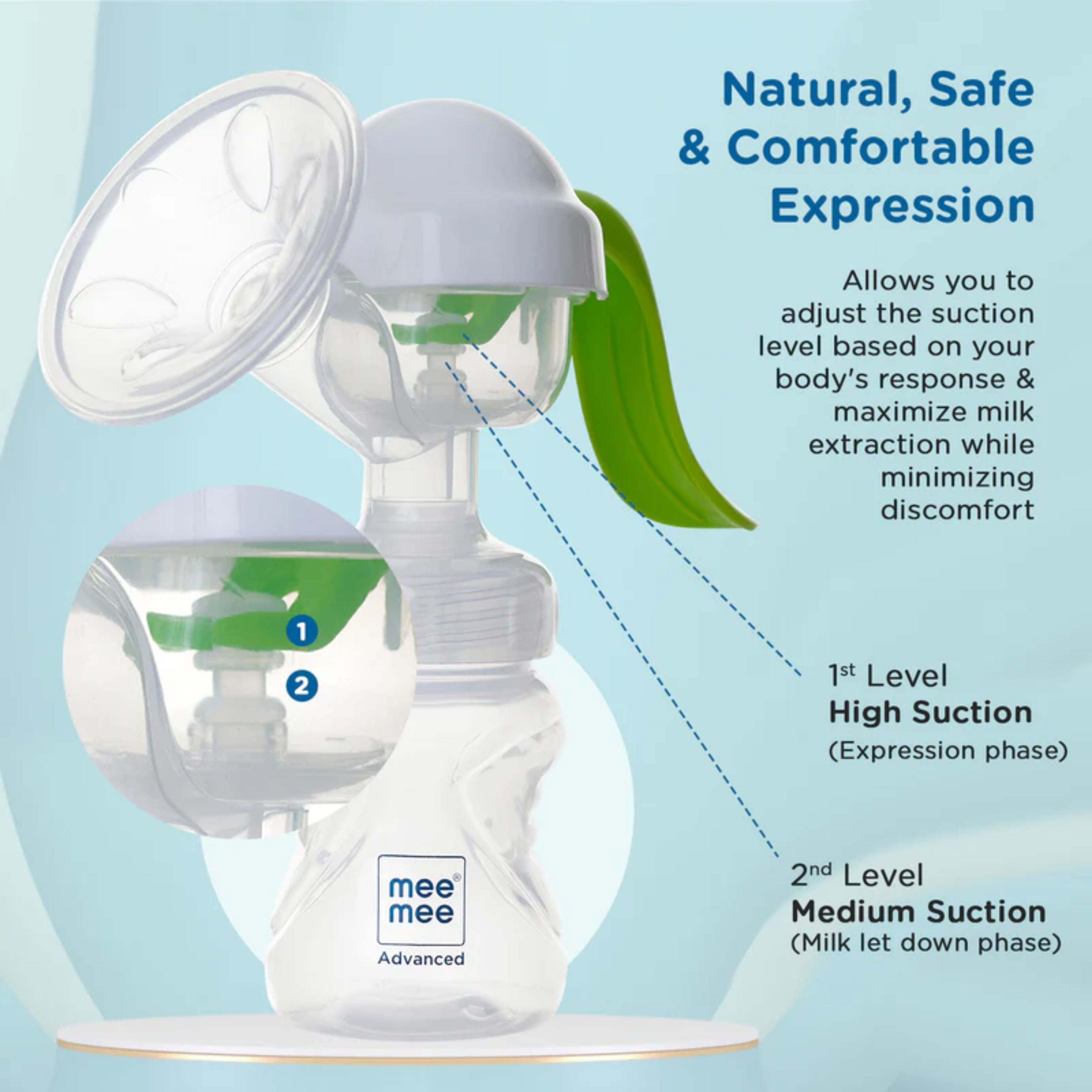 Mee Mee Quick Express Advanced Manual Breast Pump with Soft Silicone Shield & Easy Grip | BPA-Free Comfortable Breastfeeding Pump for Moms