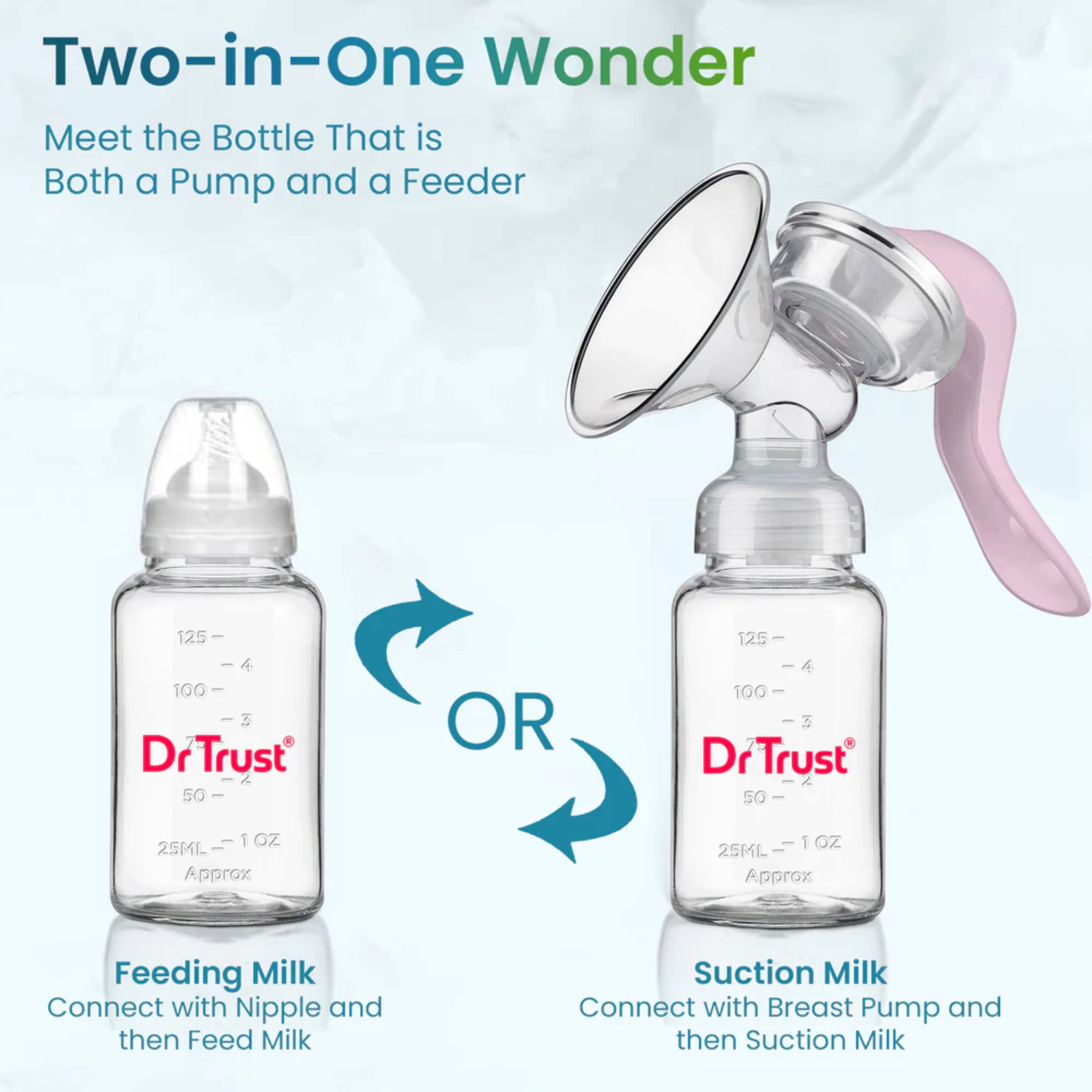 Dr Trust USA Manual Breast Pump 6005 (Pink) | BPA-Free Portable Breastfeeding Pump for Moms | Comfortable & Easy Milk Expression