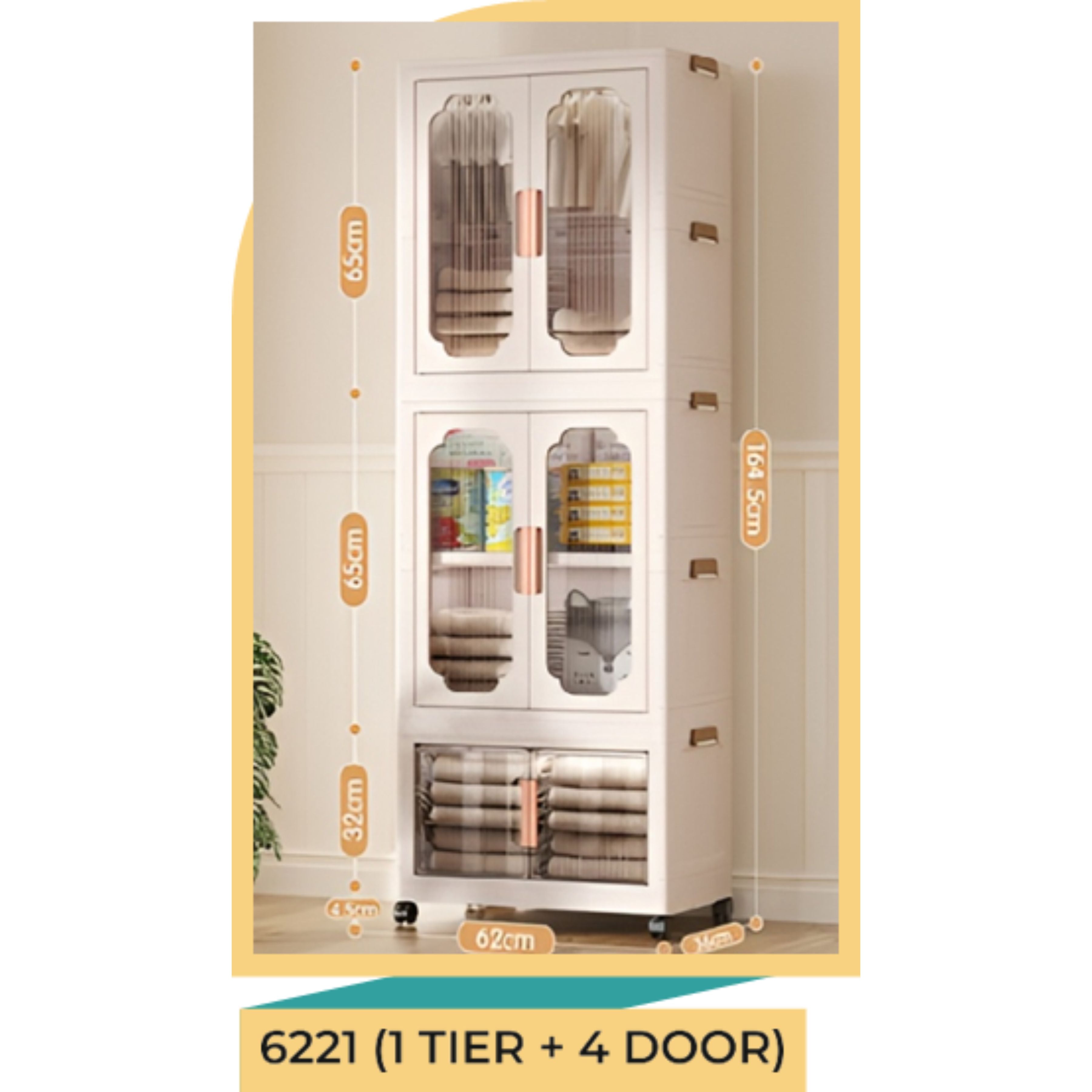 Kids Wardrobe Organizer| Multi-Layer Baby Clothes Storage Cabinet with Shelves | Space Saving Kids Storage Wardrobe Model No.6221