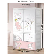 Kids Wardrobe Organizer| Multi-Layer Baby Clothes Storage Cabinet with Shelves | Space Saving Kids Storage Wardrobe Model No.7023 Rabbit