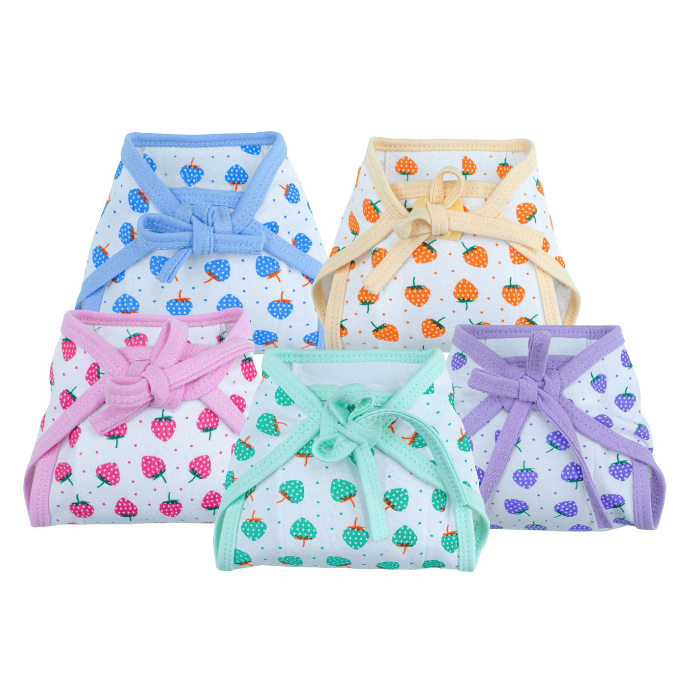 Cotton Nappies Combo Pack of 5 | Soft & Breathable Reusable Cloth Diapers | Washable Langot for Newborns & Infants