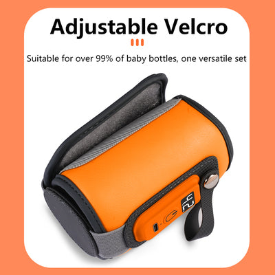 StarAndDaisy Rechargeable Portable Baby Feeding Bottle Warmer with 5-Speed Temperature Adjustment, USB Charging, Universal Bottle Fit, Travel-Friendly Milk Warmer – Orange & Yellow