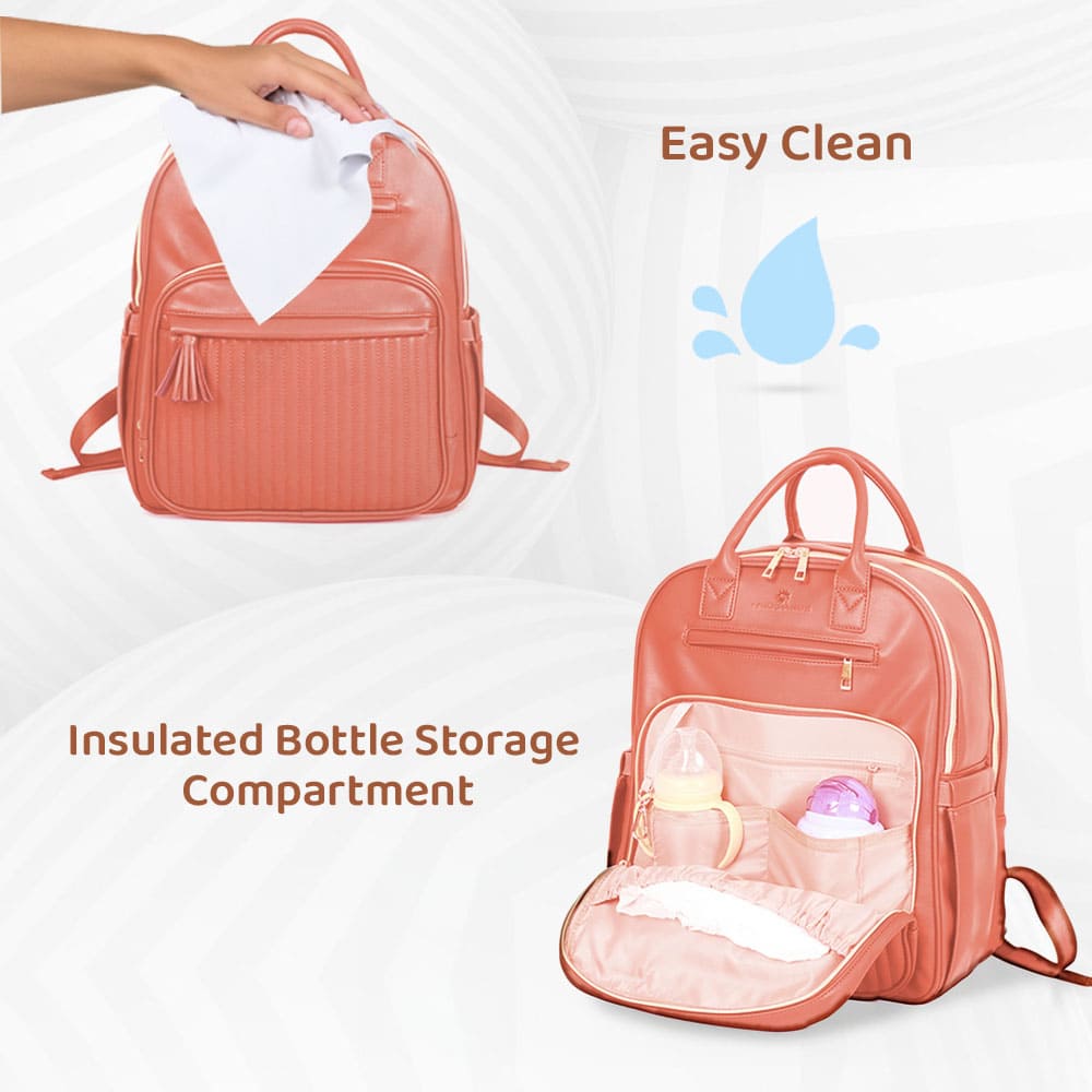 StarAndDaisy PU leather Baby Diaper Bag, Insulated Pockets, Multiple Compartments, And Large Storage Capacity – Luxe