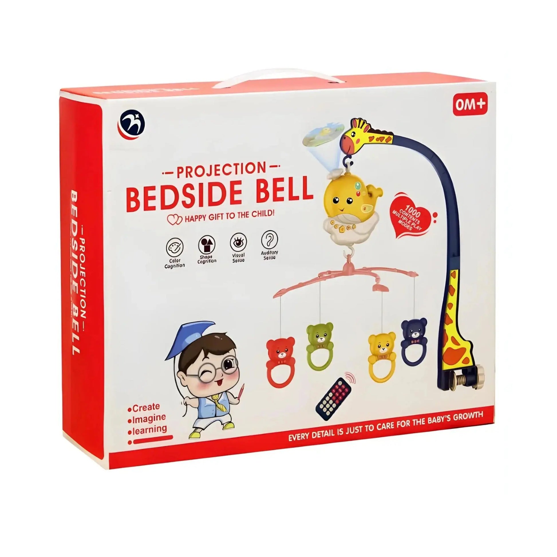 Baby bedside bell With 1000 Contents Multiple Play Modes, Cot Mobile -Multicolor +0Month babee D