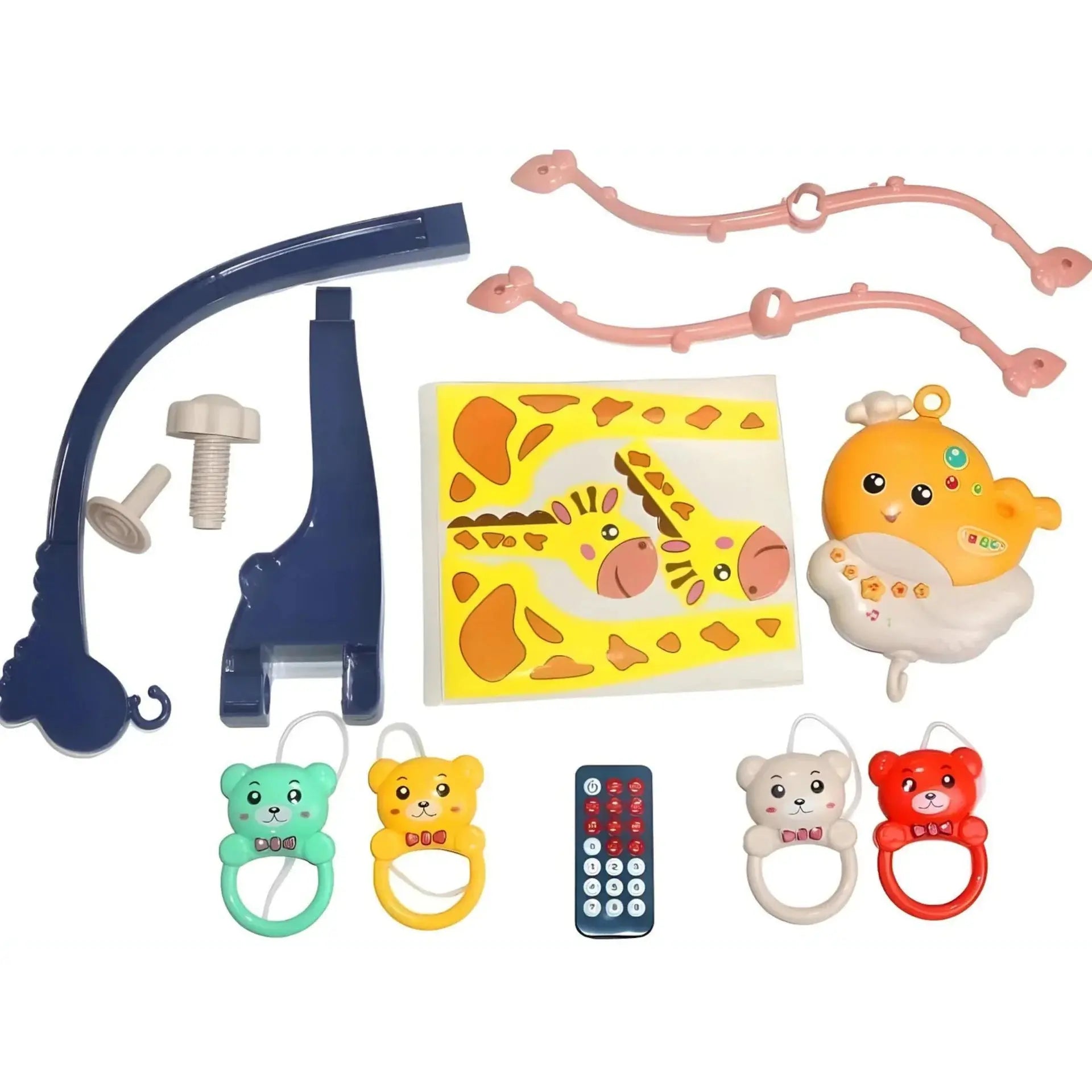 Baby bedside bell With 1000 Contents Multiple Play Modes, Cot Mobile -Multicolor +0Month babee D