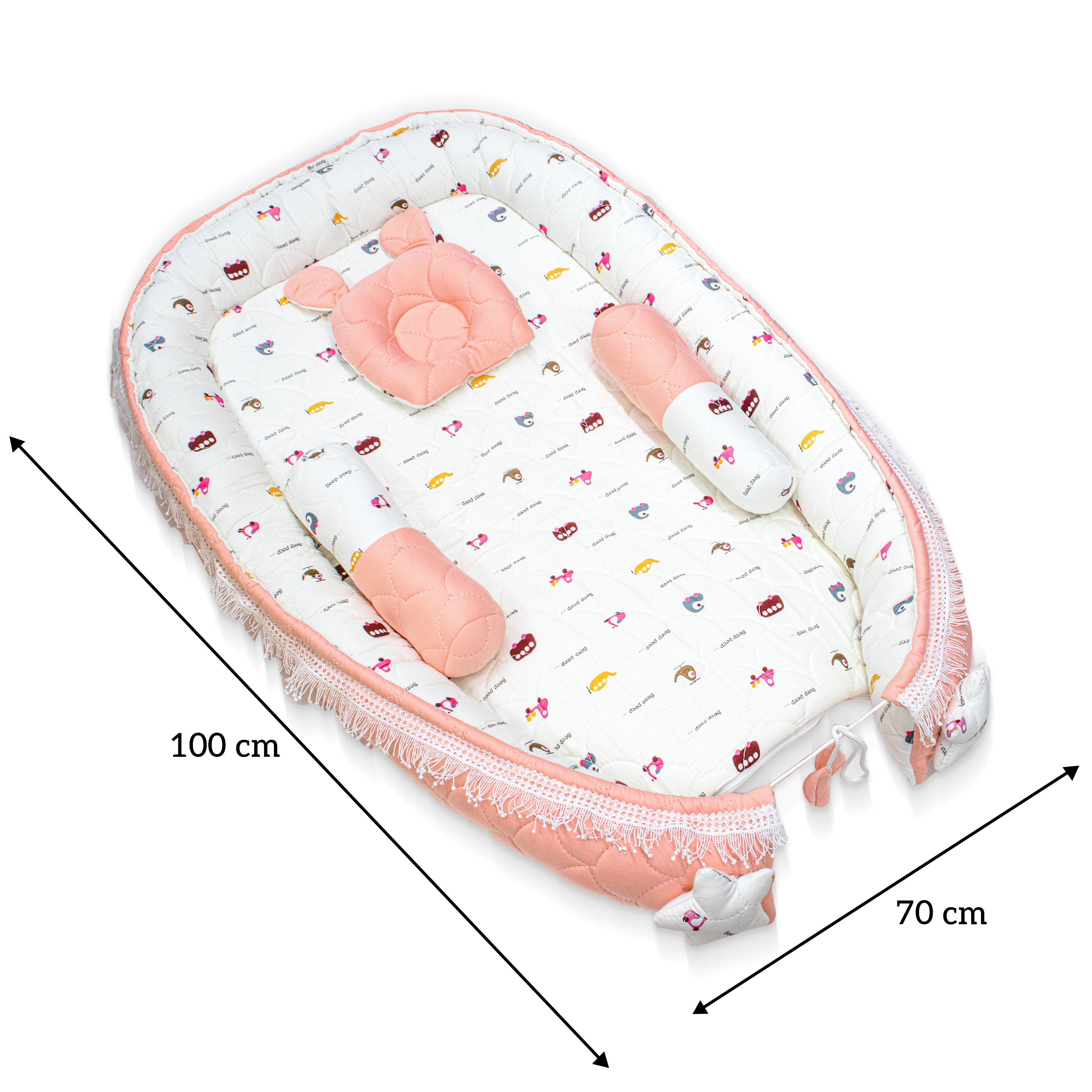 Premium Oval Baby Nest Bed – Soft Cotton Newborn Lounger for Comfortable Naps | Breathable & Cozy