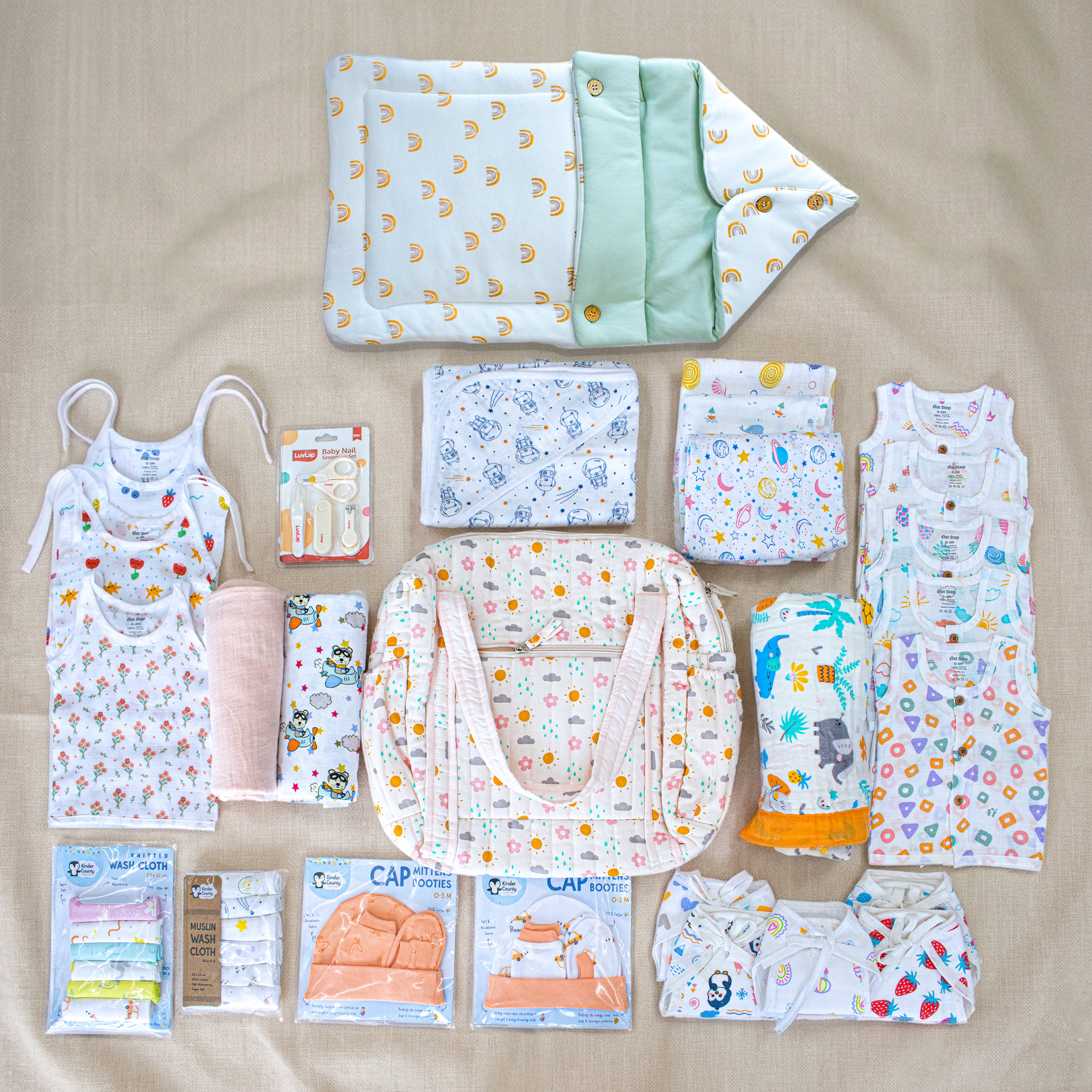 Newborn Baby Essential Kit (48 Pieces) | Complete Baby Starter Combo for 0–3 Months | Soft & Breathable Newborn Care Set