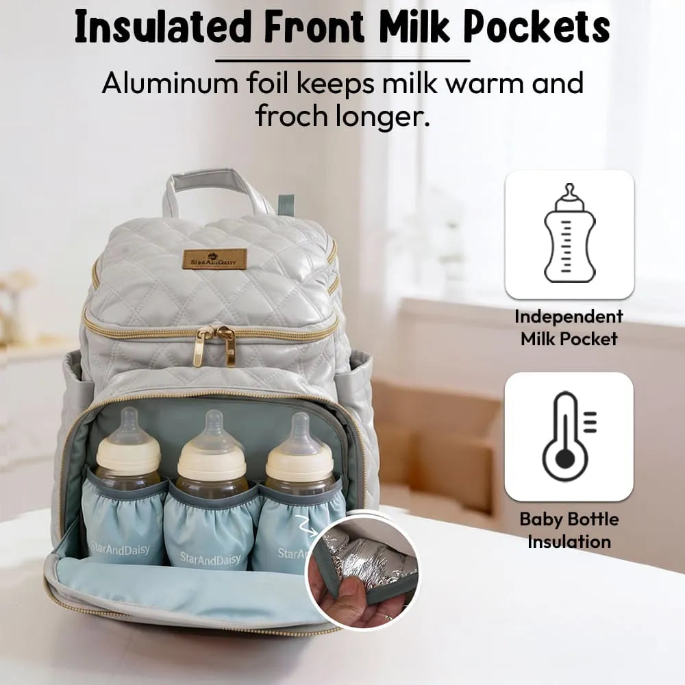 Diaper Backpack – Multi-Compartment Baby Bag with Spacious Storage & Insulated Bottle Pockets