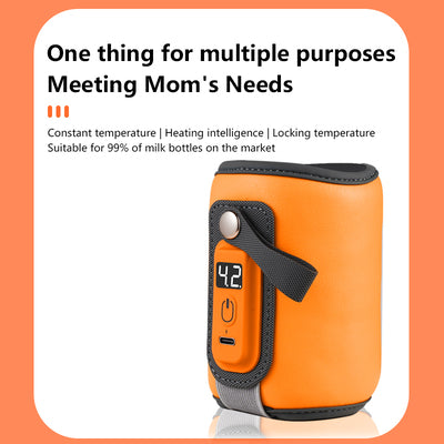StarAndDaisy Rechargeable Portable Baby Feeding Bottle Warmer with 5-Speed Temperature Adjustment, USB Charging, Universal Bottle Fit, Travel-Friendly Milk Warmer – Orange & Yellow
