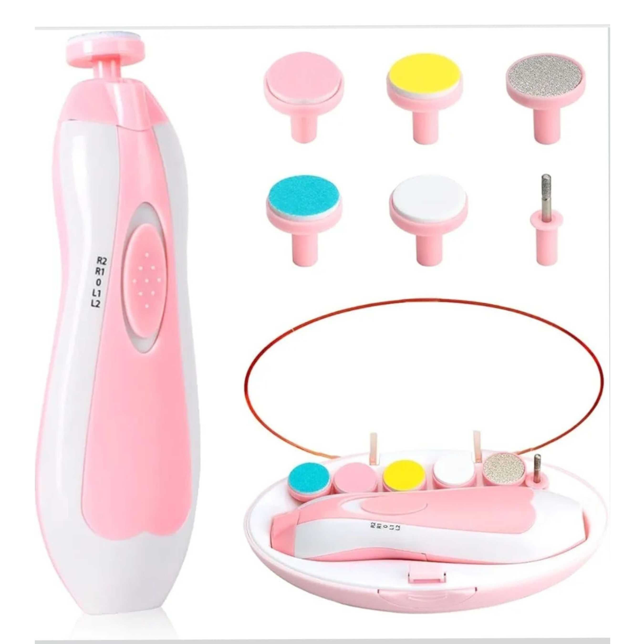 Baby Nail Trimmer New Born with Lights | Electric Baby Nail Cutter 0-6 Months with Multiple Filer Heads Adjustment | New Born Baby Products, Pack of 1, Multicolour - pink