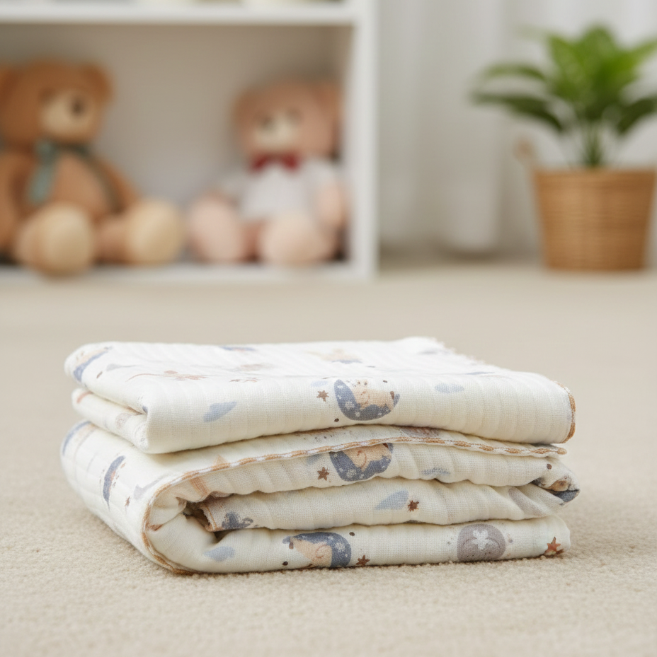 Organic 100% Cotton Baby Muslin Blanket Cloth | Ultra-Soft & Breathable | 85×85 cm | Newborn–12 Months babee D