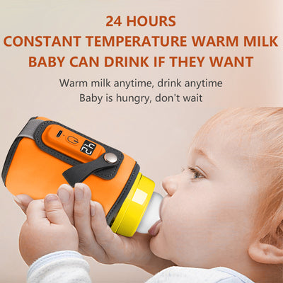 StarAndDaisy Rechargeable Portable Baby Feeding Bottle Warmer with 5-Speed Temperature Adjustment, USB Charging, Universal Bottle Fit, Travel-Friendly Milk Warmer – Orange & Yellow