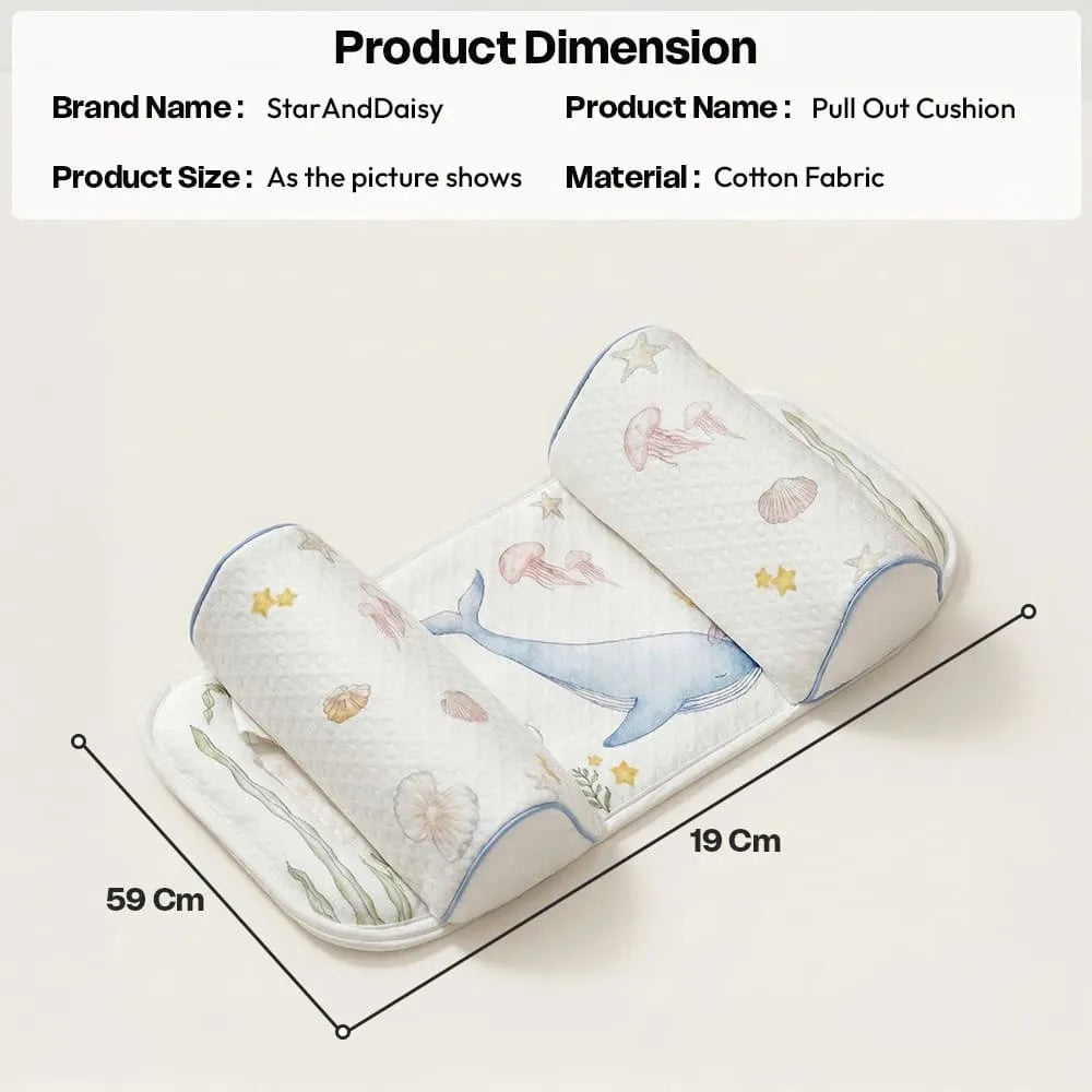 StarAndDaisy Premium Pull Out Cushion Pillow | Adjustable Multi-Use Baby Cushion with Breathable Fabric & Soft Support | Newborn Feeding & Lounger Pillow