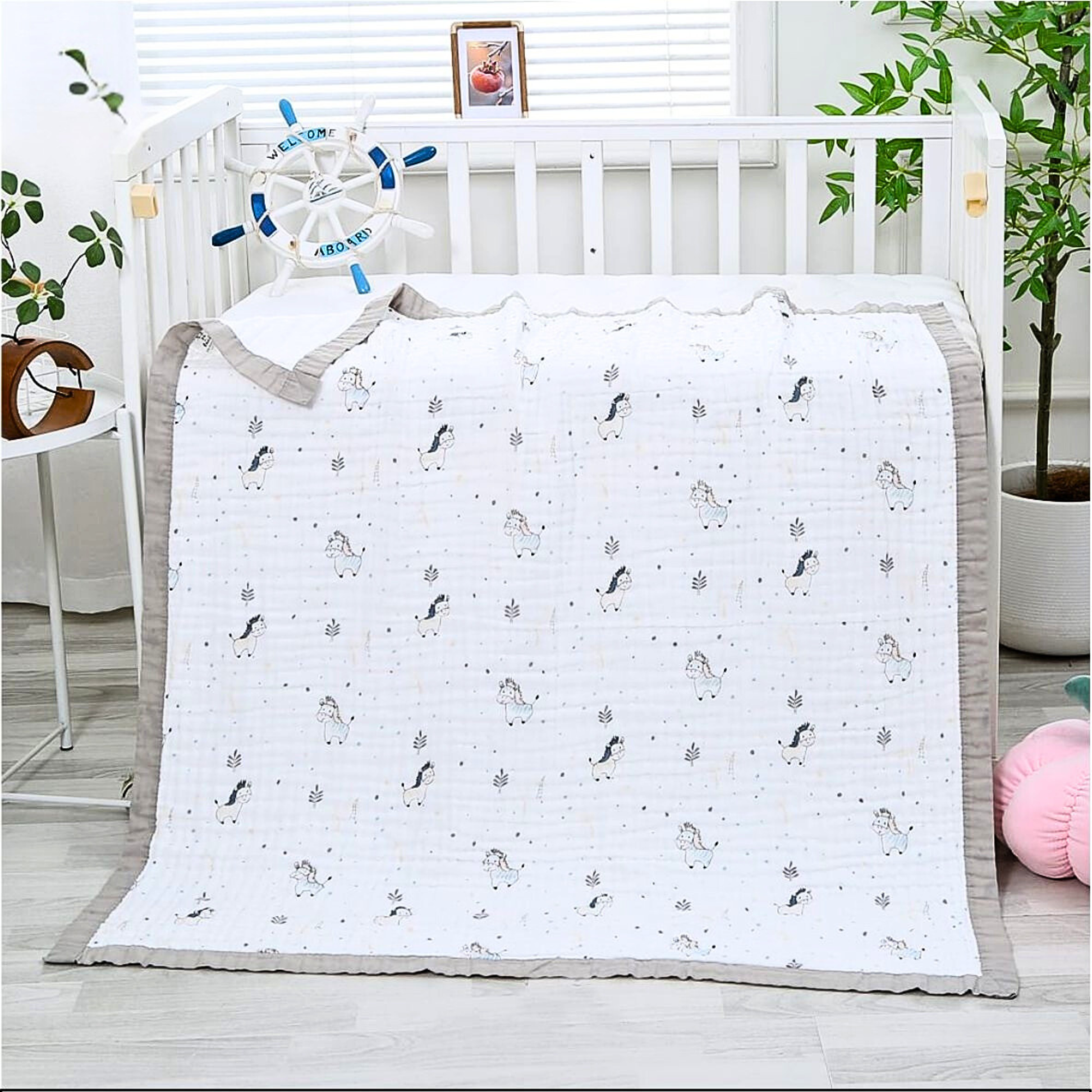 Organic 100% Cotton 6 layer Baby Muslin Blanket Cloth | Ultra-Soft & Breathable | 110×110 cm | Newborn–12 Months babee D
