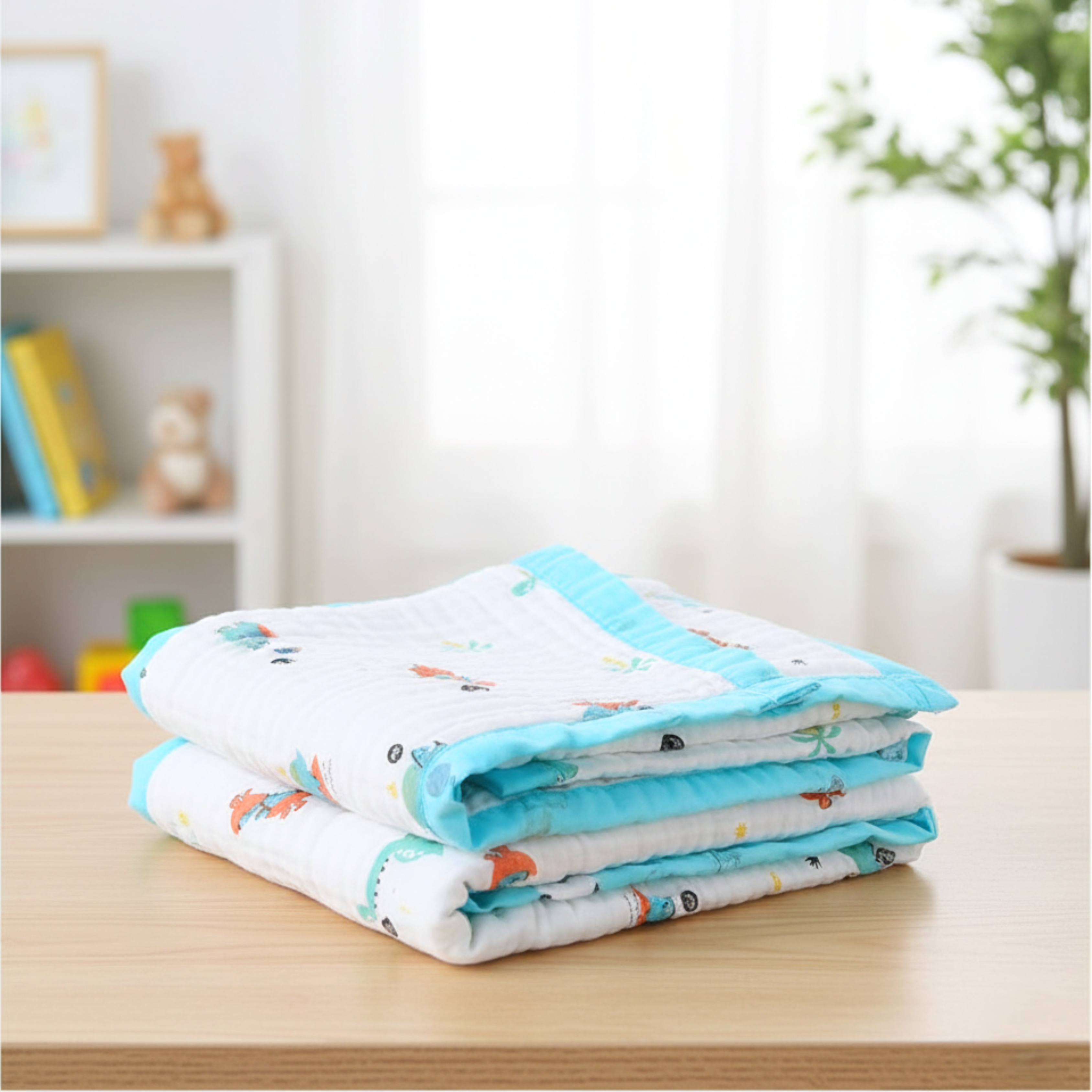 Organic 100% Cotton 6 layer Baby Muslin Blanket Cloth | Ultra-Soft & Breathable | 110×110 cm | Newborn–12 Months babee D