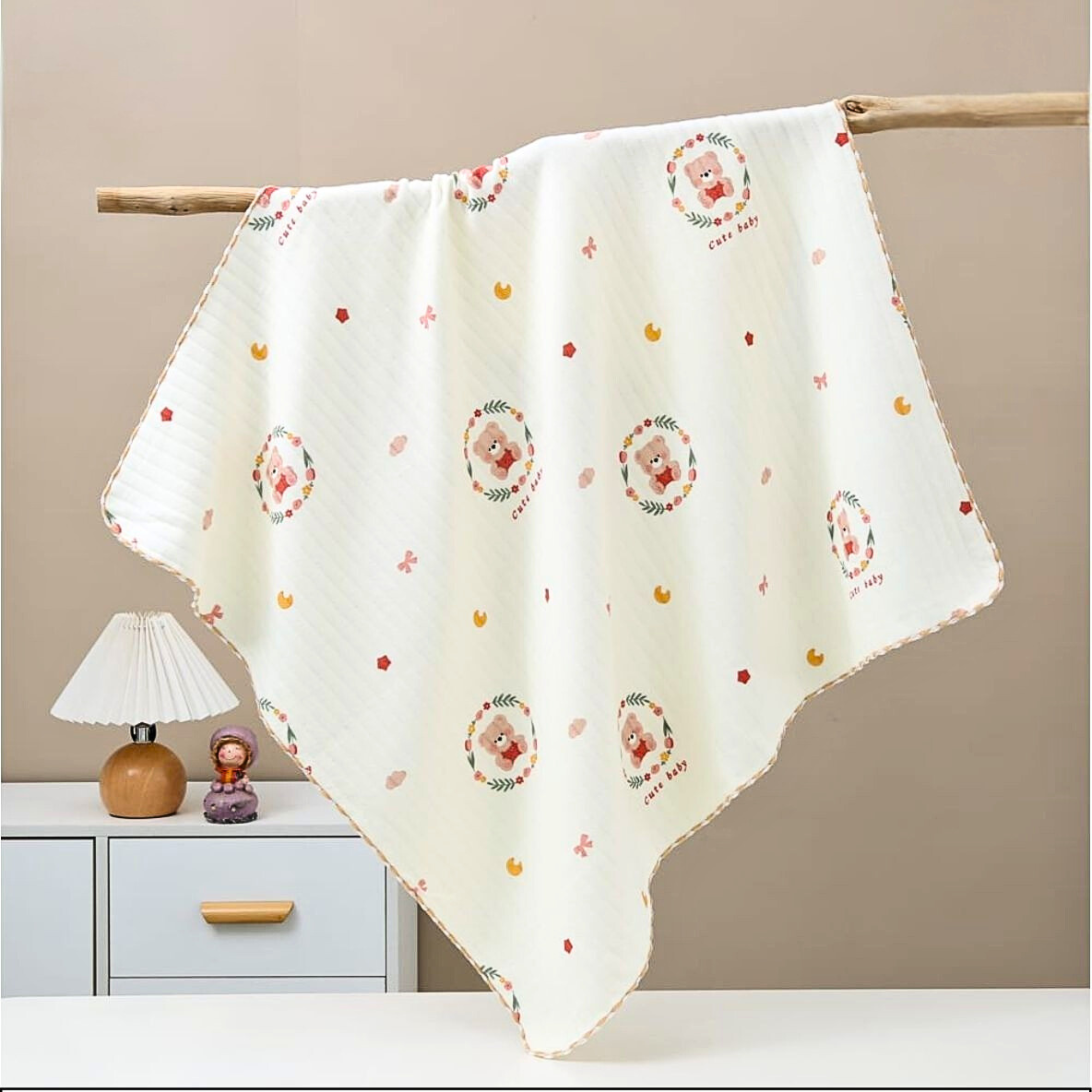 Organic 100% Cotton Baby Muslin Blanket Cloth | Ultra-Soft & Breathable | 85×85 cm | Newborn–12 Months babee D