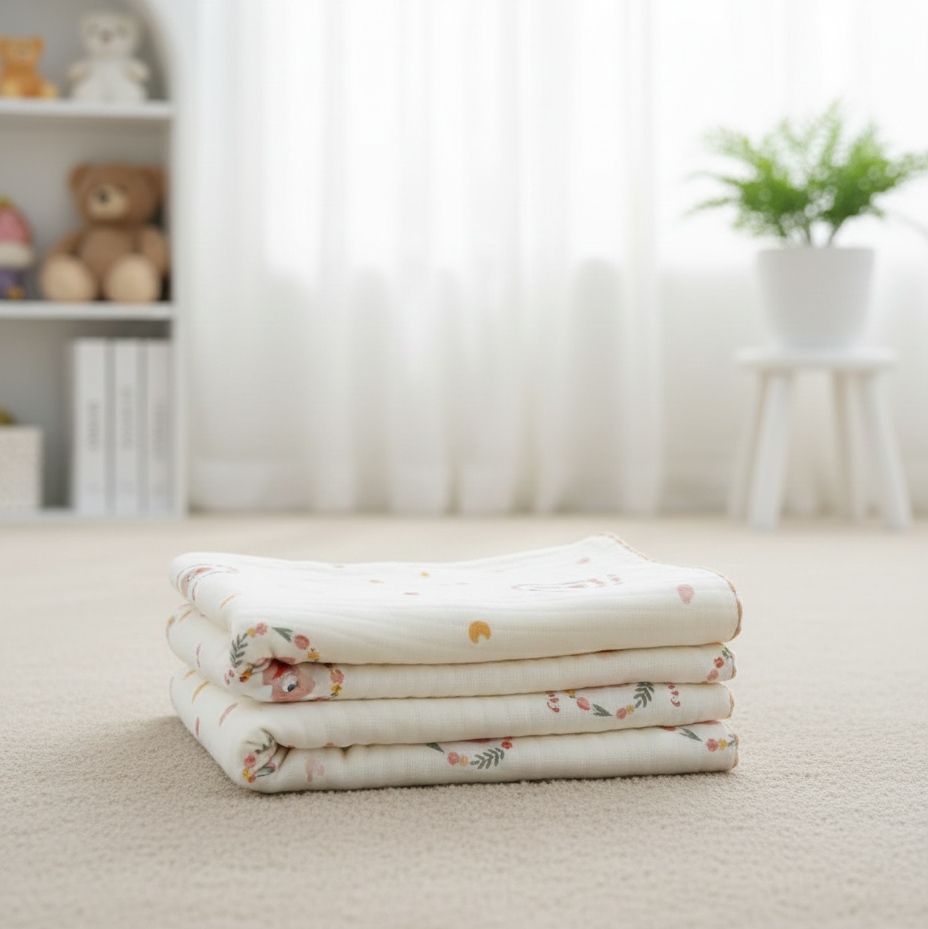 Organic 100% Cotton Baby Muslin Blanket Cloth | Ultra-Soft & Breathable | 85×85 cm | Newborn–12 Months babee D