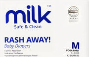 MILK Safe & Clean Baby Diapers Yoga Pant M | Pack of 42 | Soft, Leak-Proof Disposable Diapers for Newborn Babies