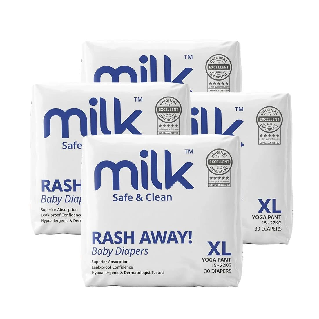 MILK Safe & Clean Baby Diapers Yoga Pant XL | Pack of 30 | Soft, Leak-Proof Disposable Diapers for Newborn Babies