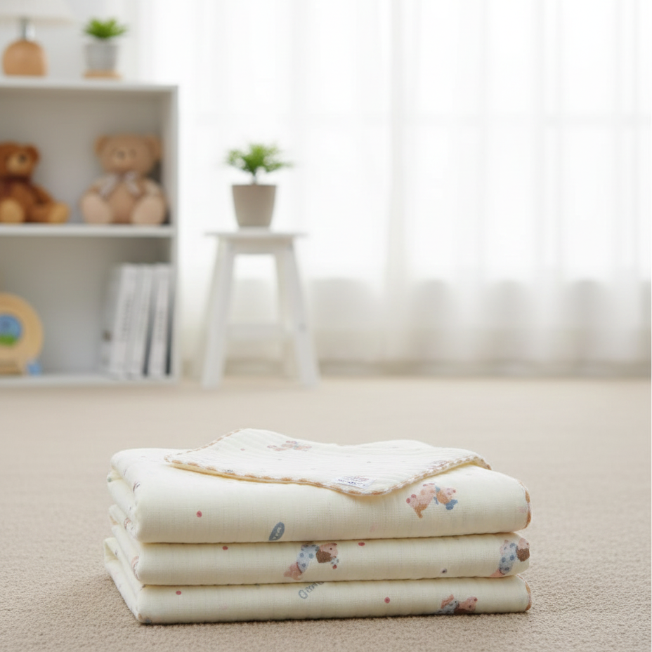 Organic 100% Cotton Baby Muslin Blanket Cloth | Ultra-Soft & Breathable | 85×85 cm | Newborn–12 Months babee D