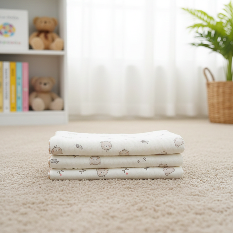 Organic 100% Cotton Baby Muslin Blanket Cloth | Ultra-Soft & Breathable | 85×85 cm | Newborn–12 Months babee D